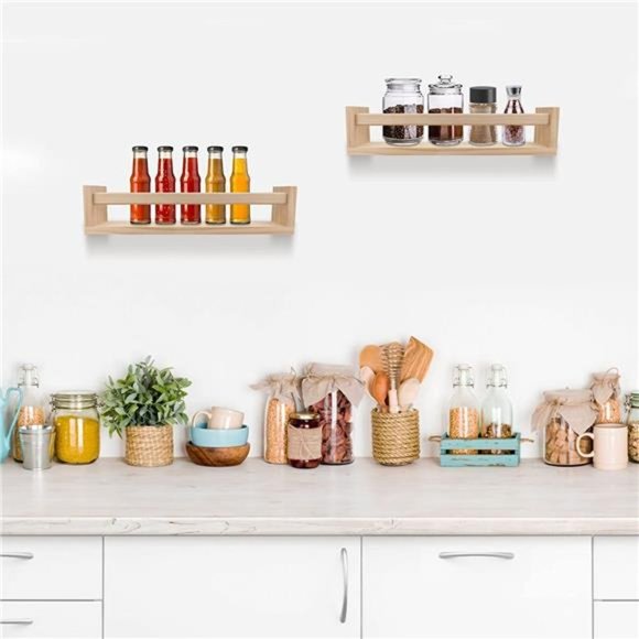 Nursery Book Shelves Set of 4,Wood Floating Nursery Shelves for Wall (Set of 4) - Picture 6 of 7